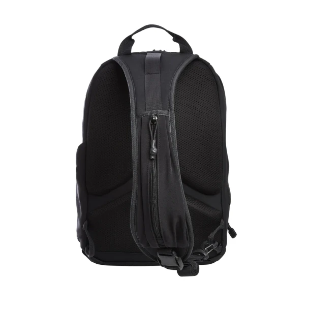 Vertx Siege 15L Sling Pack VTX5306 black rear view showing padded mesh back panel, top grab handle, rear zip pocket, and single shoulder strap attachment