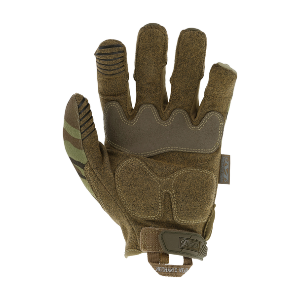 Mechanix M-Pact Glove Camo back of hand flat straight on view showing full knuckle protection panel and finger ridges