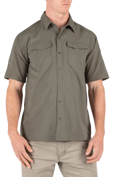 5.11 Tactical Freedom Flex Short Sleeve Shirt - Ranger Green - Front View