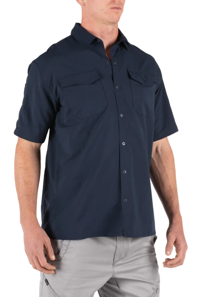 5.11 Tactical Freedom Flex Short Sleeve Shirt - Peacoat - Three-Quarter View