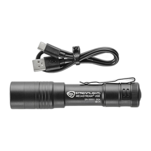 Streamlight MegaStream USB 66210 Black shown with included USB-C charging cable