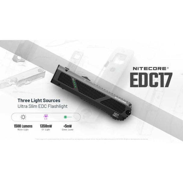 Nitecore EDC17 Rechargeable Flashlight White LED, UV & Green Laser