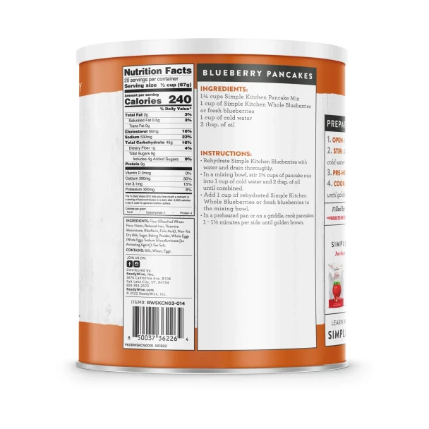 Simple Kitchen Can of Dehydrated Pancake Mix (20 Servings)