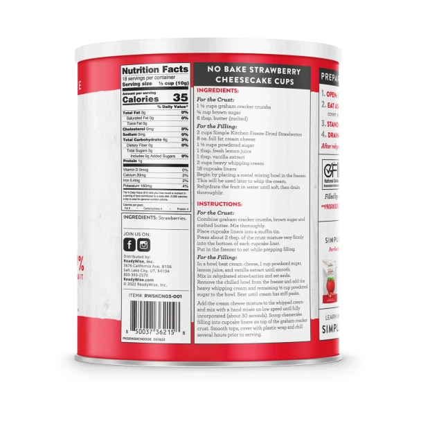Simple Kitchen Freeze-Dried Strawberries Can (18 Servings)