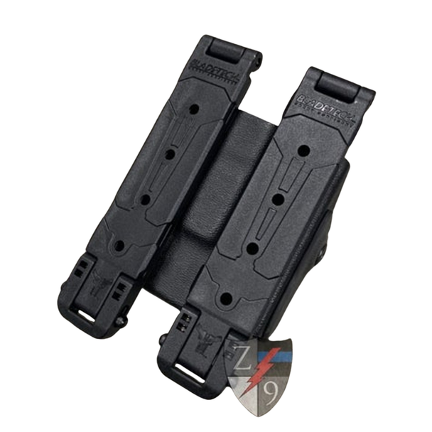 Close-up of the Zero9 case's Molle-Lok attachment plate on a white background