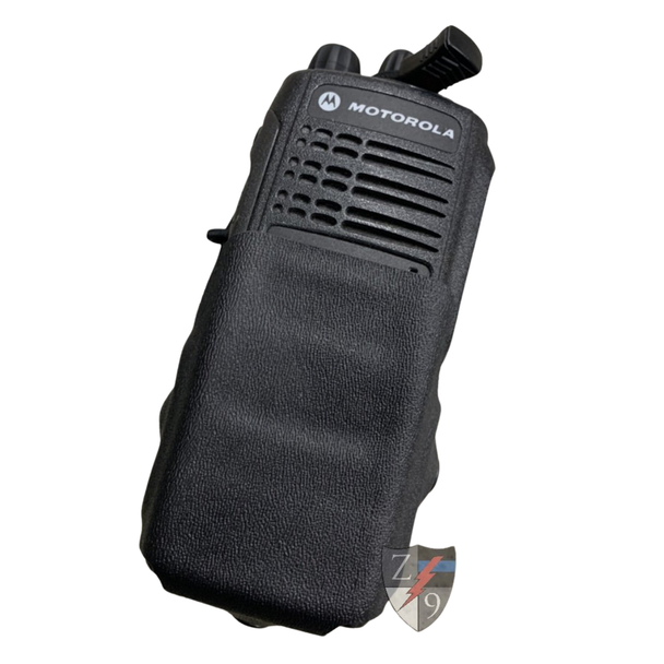 Front view of the Zero9 radio case holding a Motorola radio on a white background