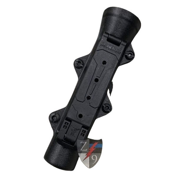 Side view of the Zero9 OC spray case showing the paddle clip attachment on a white background