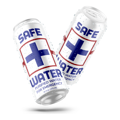 Safe Water canned purified emergency water
