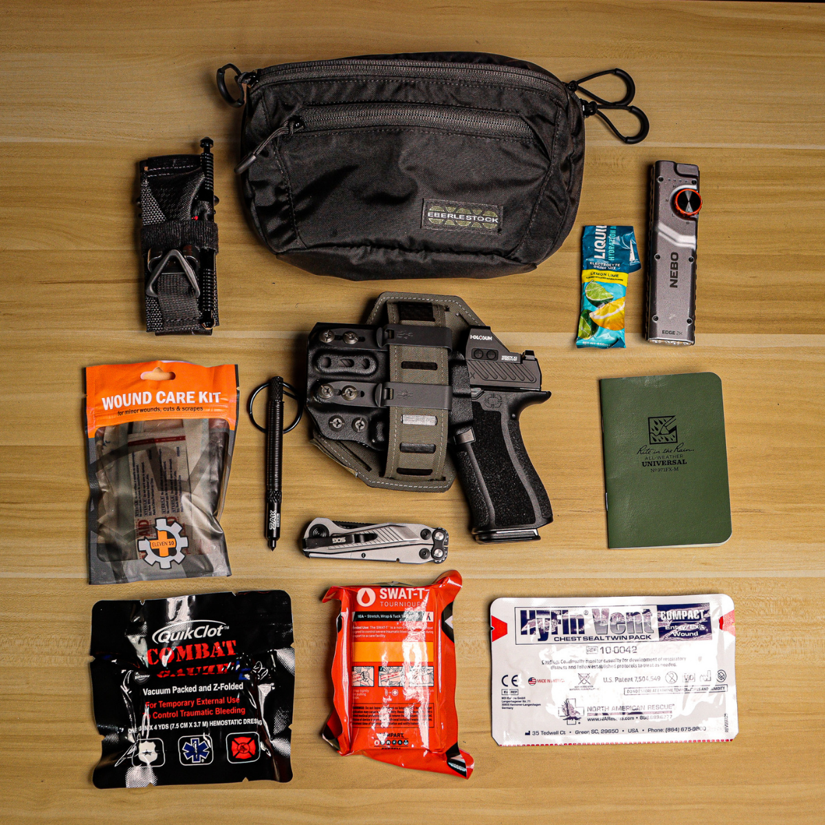Full EDC loadout flatlay