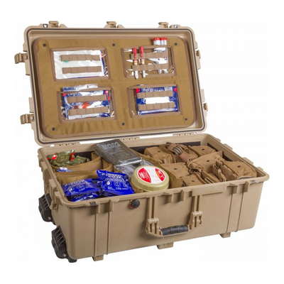 Mass casualty training case with medical supplies
