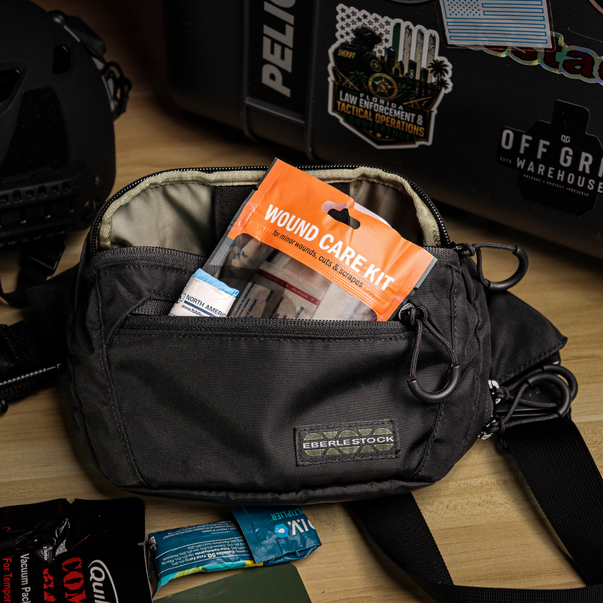 Wound care kit pulled from the bag