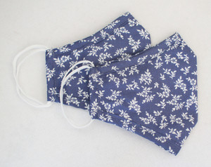 Face Mask - Blue with White Flowers (Pack of 2)