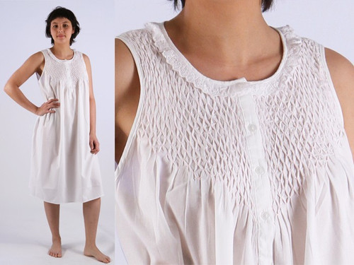 Jessie - White/Pink Nightgown (Sleeveless)