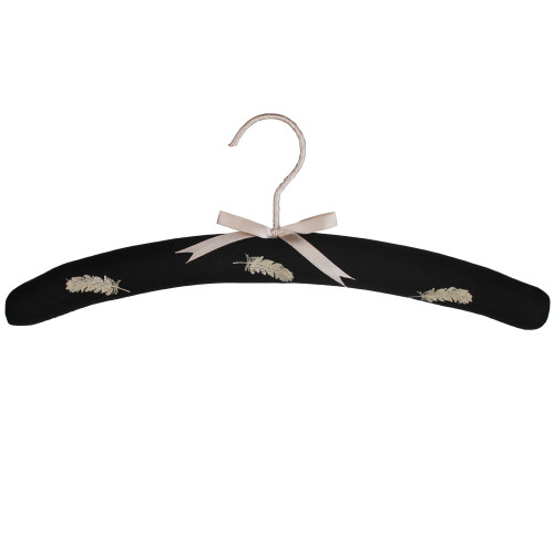 32192 Set/2 Black with Beige Feather Coathanger - 16"