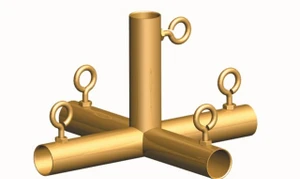 1 5/8" 5-Way Flat Roof Center Gold (F5)