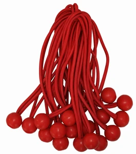 9" Economic Red Ball Bungees 10 pc. Bag