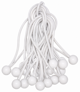 11" Economic White Ball Bungees 10 pc. Bag