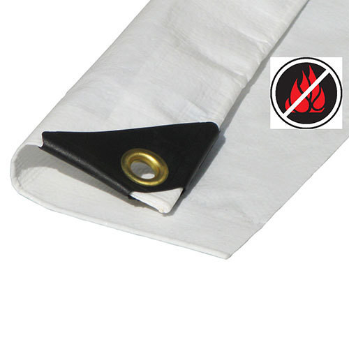 10' x 16' White Fire Retardant Tarp (Actual Size 9'6" x 15'6")