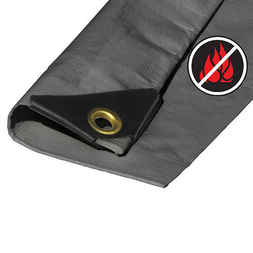 14' x 30' Silver Fire Retardant Tarp (Actual Size 13'6" x 29'6")