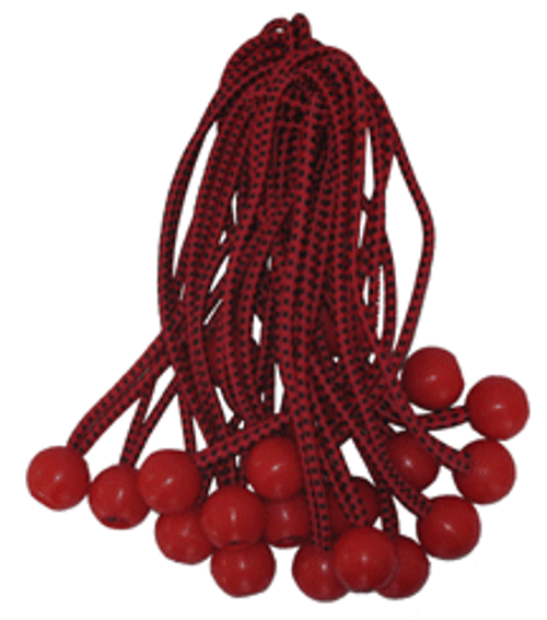 11" Economic Red Ball Bungees 10 pc. Bag