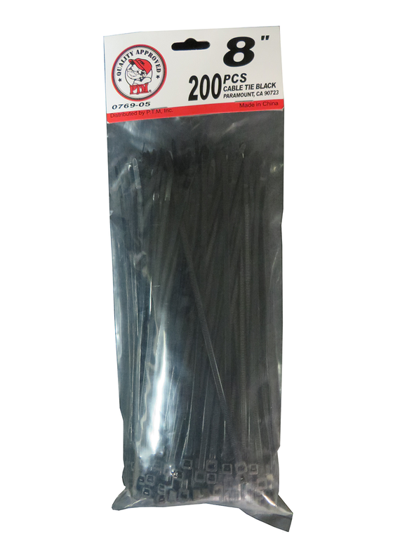 8" Cable Tie Black 200PC