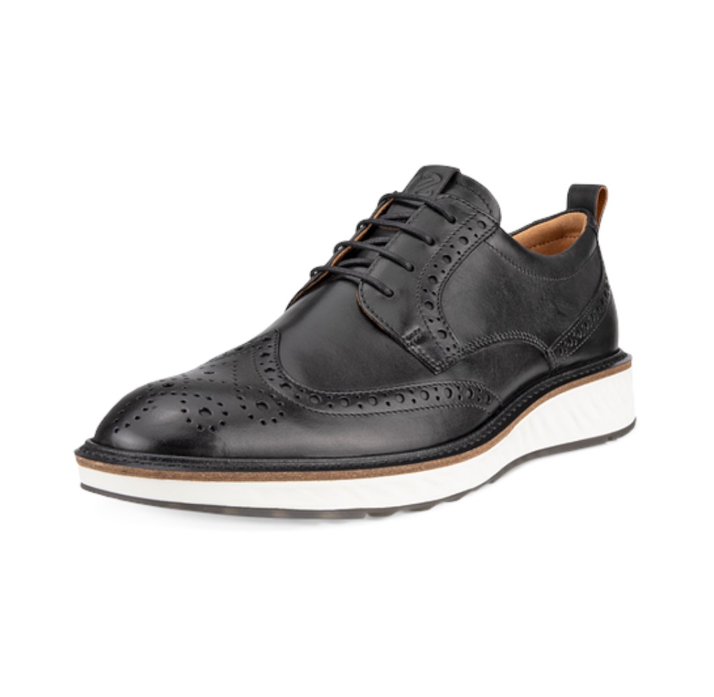 Ecco Men's ST. 1 Hybrid Wingtip Leather Lace Dress Shoe in Cocoa