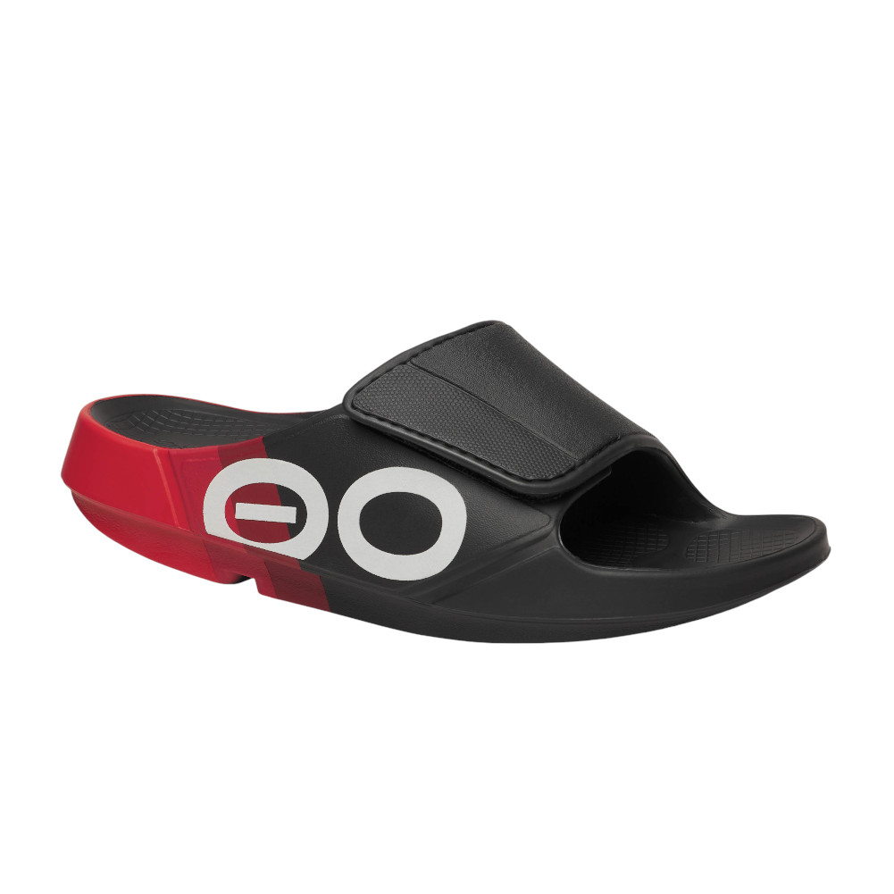 靴 OOFOS OOAHH UNISEX-BLACK M7/W9 Men's OOahh Matte Black Sport Flex Sandal – OOFOS