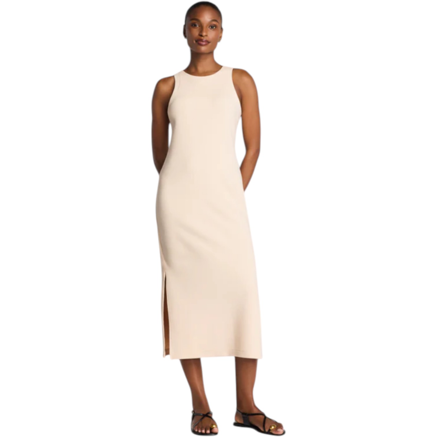 spanx a line dress Women's Airessentials French Rib Maxi Tank soft and oh Ocassion_Casual red one shoulder formal Color:Candy_Pink