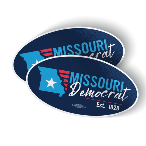 Missouri Democrat - Est. 1838 (5.75" x 3" Vinyl Sticker -- Pack of Two!) Missouri Democrat - Est. 1838 (5.75" x 3" Vinyl Sticker -- Pack of Two!)