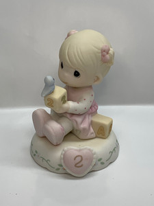 PRECIOUS MOMENTS GIRL WITH BLOCKS AGE 2 PRECIOUS MOMENTS GIRL WITH BLOCKS AGE 2