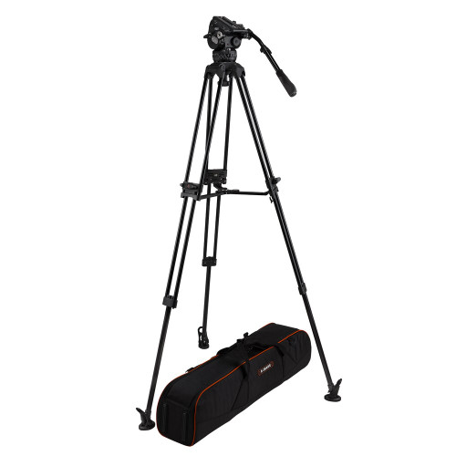 2 Stage Aluminum Video Tripod Kit w/ 100mm Bowl & 33 lbs Payload