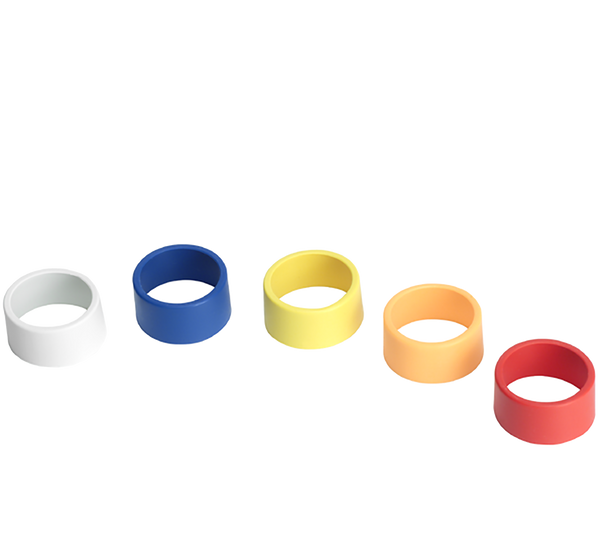 One Each Blue, Red, Yellow, White, Orange Colored Handheld Transmitter ID Rings for T, UT, LX, ULX, UC