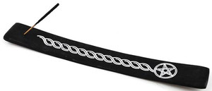 10" BLACK WOODEN BOAT BURNER - black wooden / white pentagran