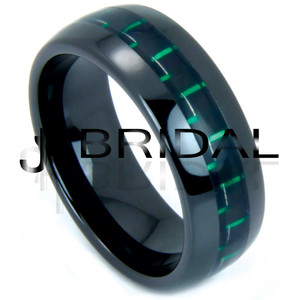 WILD GIRAFFE Black ceramic ring with green carbon fiber inlay WILD GIRAFFE Black ceramic ring with green carbon fiber inlay