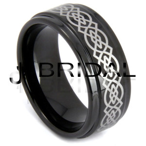WILD GIRAFFE Black Tungsten band with Celtic design - 8mm