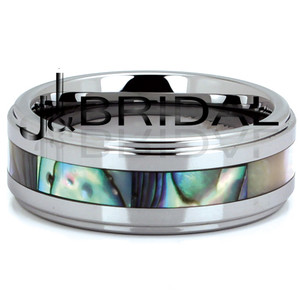 WILD GIRAFFE Tungsten band with abalone shell inlay