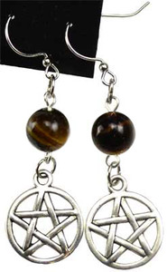 Pentagram earrings with Natural Yellow Tigers Eye