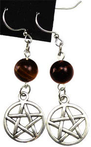 Pentagram earrings with Natural Red Tigers Eye