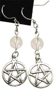 Pentagram Earrings With Natural Quartz Pentagram Earrings With Natural Quartz
