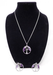 Yggdrasil: The tree of life Necklace & Earring set- Amethyst
