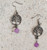 Small Silvertone Yggdrasil: Tree of life & AMETHYST 8mm round stone drop Earrings