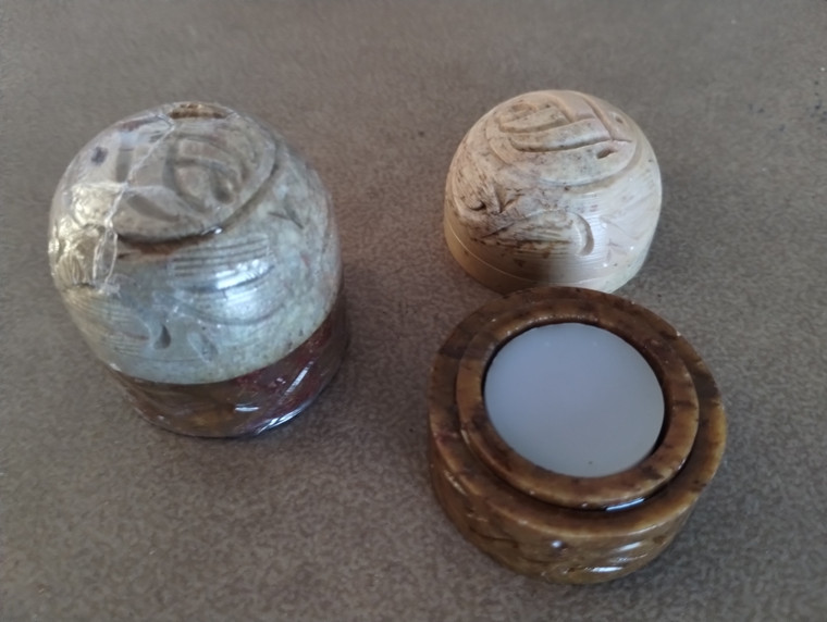 Lavender Solid Perfume Carved Sandstone Jar