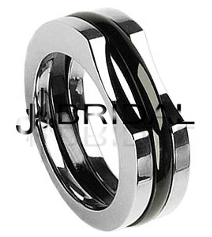 WILD GIRAFFE Two-tone titanium band with black insert WILD GIRAFFE Two-tone titanium band with black insert