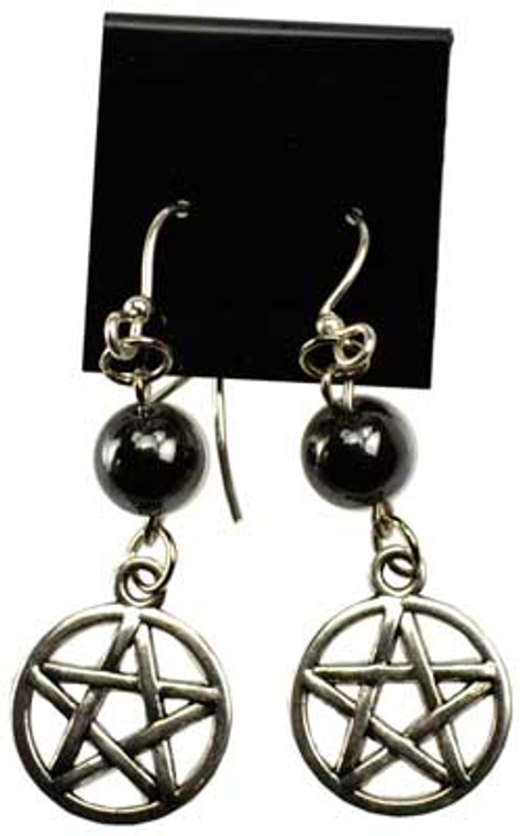 Pentagram earrings with Hematite