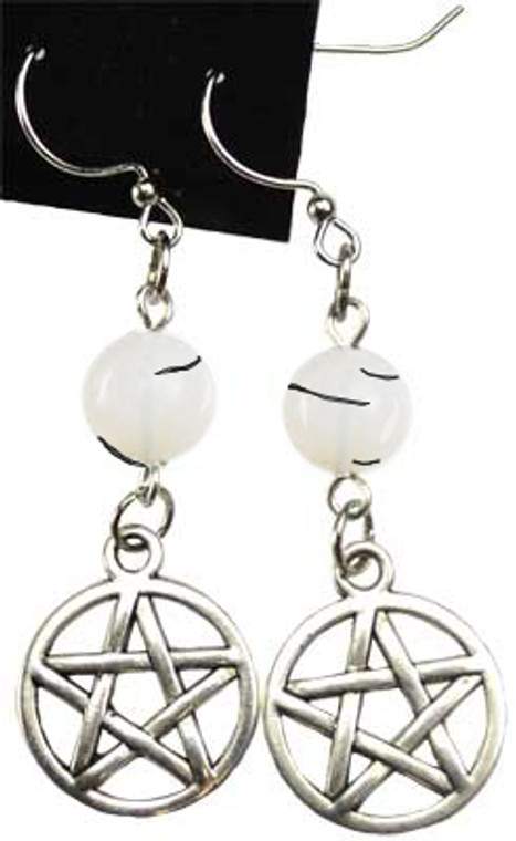 Pentagram earrings with Natural Tourmalinated Quartz