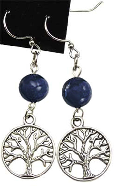 Tree of Life Earrings With Natural Labradorite