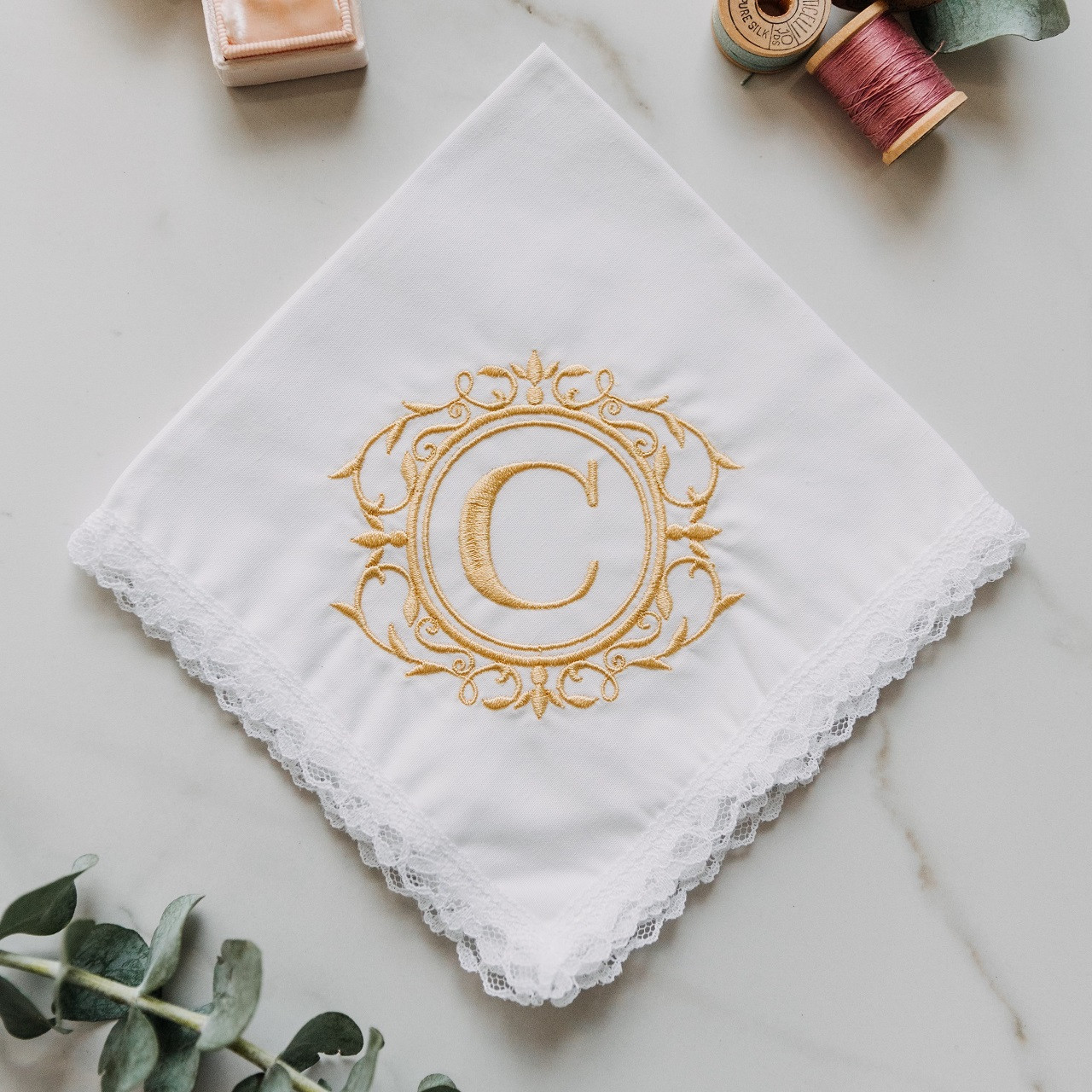 Monogrammed Women's Handkerchief | Embroidered | Personalized