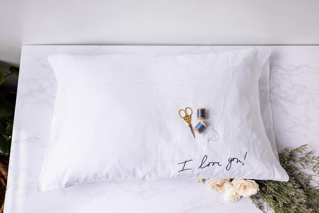 Embroidered personalised shop pillow cases