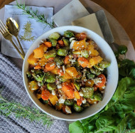 Roasted Veggies with Bacon & Blue Cheese