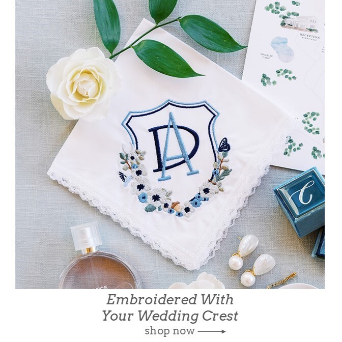 Custom embroidered with your wedding design or crest. For bridal or businesses.